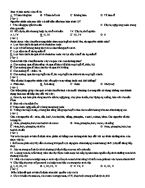 Đề thi học kì 1 môn Sinh học Lớp 11